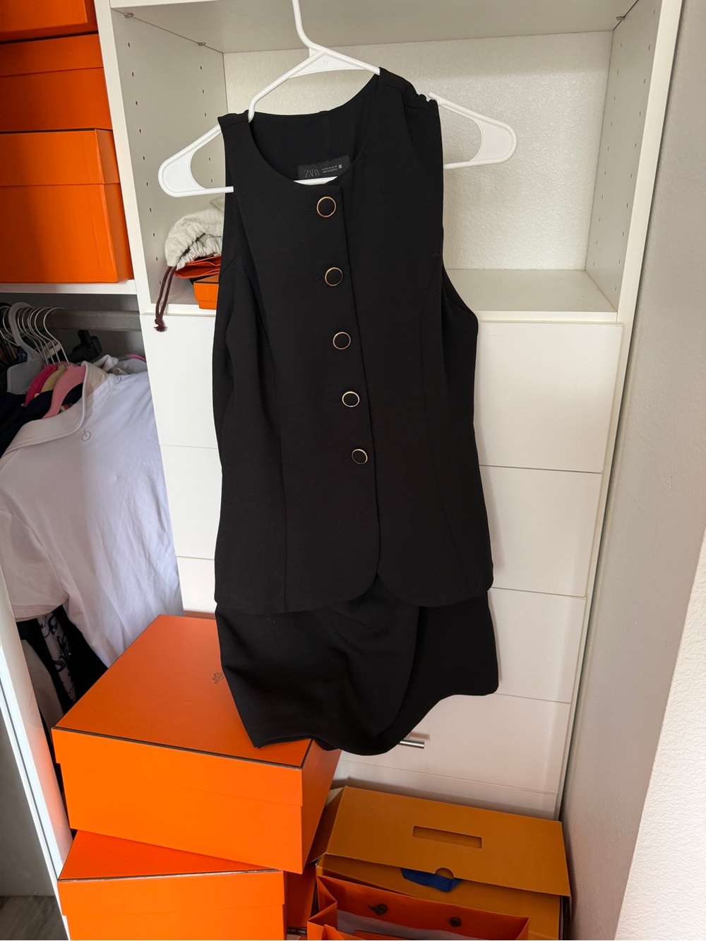 Black Sleeveless Button-Front Vest Top